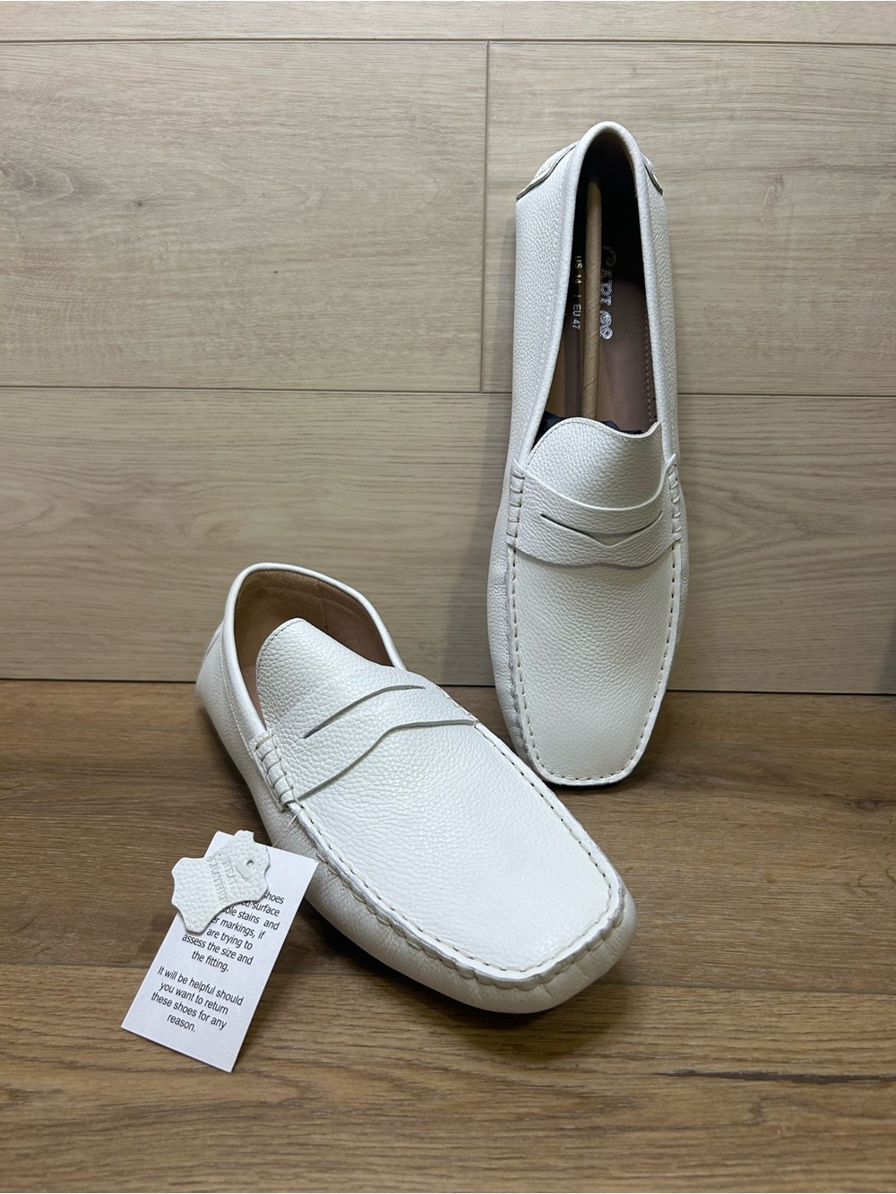 Carlos Ritchie Penny Loafer Leather Shoes Size 14 white
